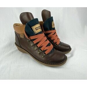 Pikolinos Boots Women Sz 35 Uruguay Hiking Lace-Up Ankle Leather Boots Outdoor